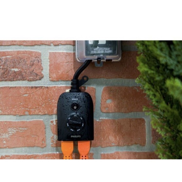 New Philips Dusk to Dawn Sensing 8/6/4/2hr Countdown Timer Outdoor 2 Outlet - Picture 5 of 11